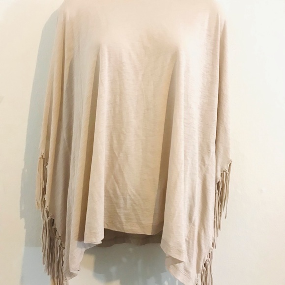 Free People Movement Fringed Poncho Creme Size Small - Picture 4 of 14
